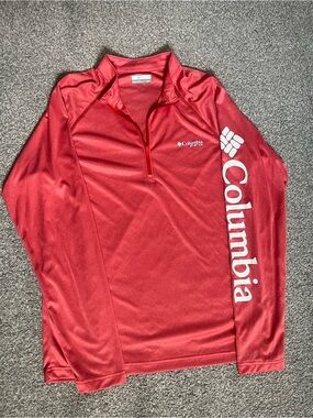 Columbia PFG Red Long-Sleeve 1/4 Zip Performance Pullover